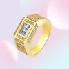MEN039S RING STORLEK 13 ICED ut Micro Paled 18K Yellow Gold Filled Classic Handsome Män Finger Band Wedding Engagement Jewelry GI8860942