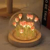 Tulip Night Light Furniture Decoration Simulation Bedroom Basé Lâmpada 9 a 20 Bulbos Globo de vidro crianças Caso de casal Amigos Presente Ornamento da mesa