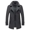 Men's Wool Blends Winter Wool Coat Men Fashion Double Collar Thick Jacket Single Breasted Trench Coat Men Casual Wool Blends Overcoats Men 231123