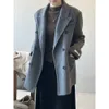 Korean version temperament double-sided coat suit women's 2023 autumn and winter new double-breasted wool coat