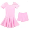 Scene Wear Children Cotton Gymnastics Leotard Ballet Dress Kid Costume Short Sleeve Ballerina Clothes Professional Tutu