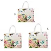 Shopping Bags Flower Print Grocery Bag Non-woven Fabric Eco Travel Takeaway Storage Folding Reusable Pouch