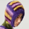 Berretto con teschio Berretto da passamontagna in peluche misto lana Cappello a contrasto di colore soffice lavorato a maglia da donna Inverno Retro Protezione per il collo Maschera Skullies Berretti 231123