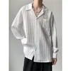 Camisas casuais masculinas cor sólida gola cuba camisa vintage manga longa outono estilo japonês em branco para homem