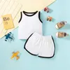 Kledingsets babymeisje geschenken lavendel baby mouwloze massieve geribbelde tops katoenen kleur shorts kleren set 2 stks