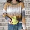 Maglioni da donna Street Casual Autunno e inverno Colore sfumato Girocollo Camicia a maniche lunghe in maglia a maniche lunghe PulloverDonna