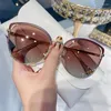 Sonnenbrille Mode Gradientenlinse Koreanischer Stil Metallrahmen Damen Designer Uv400 Großhandel
