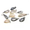 Hangerkettingen FYJS Unieke verzilverde onregelmatige vorm Agaat Geode voor cadeau-sieraden in etnische stijl
