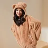 Pele feminina pele sintética ohsunny outono e inverno roupas femininas com capuz macio bonito urso orelha casaco de pelúcia feminino solto jaqueta quente feminino jaqueta de pele 231123