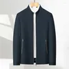 Herenjassen met opstaande kraag, korte effen kleur jas voor jonge en middelbare leeftijd, zakelijke casual minimalistische vaders