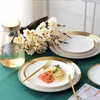 Plates 1pc Pink Marble Ceramic Dinner Dish Plate Rice Noodles Salad Bowl Soup Fruit Dinnerware Sets Home Tableware Kitchen Cook