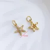 Charms 3pcs Brass 14K Gold Plated 11mm Larme Pingents Starfish Crystal Pingents para Jóias Diy Fazendo Colares de Colares Acessórios