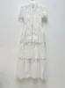 Sukienki swobodne Autentyczny autoportret NWT Camellia Crystal, ozdobna koronkowa sukienka midi