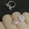 Cluster Ringe niedlich Bling Zirkon Stein verstellbar Silberfarbe für Frauen Hochzeit Verlobung Modeschmuck Trend 230424