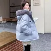 مصممة نساء سترة Prd Parkas Fashion فضفاضة سميكة القصيرة الثعلب الكبير الفراء طوق أبيض بطة أسفل معاطف الخارجية