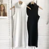 الفساتين غير الرسمية أزياء ألوان صلبة كومة كومة بلا أكمام رداء Longue Femme 2023 أنيقة مزاجية نحيفة