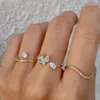 Anelli a fascia 4 pezzi set set di anelli bohemien per le donne cristallo zircone foglia farfalla fiore onda geometrica metallo nocche gioielli 231123
