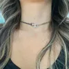 Lyxmärke Designer Hängen Halsband Blekna aldrig Läder Kristall 18K guldpläterad rostfritt stål Bokstav Choker Hänge Halsband Kedja Smycken Tillbehör