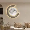 Wall Clocks Moon Living Room Clock Creative Hanging Restaurant Decoration High-level Sense Of Luminous