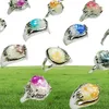 Grote promoties 50 -stks Charms Mix Natural Shell Stones Silver P Damesheren Mens Fashion Rings hele sieraden veel A3343325157