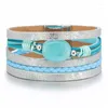 Bracelets porte-bonheur femmes bohème Boho Vintage cuir pierre naturelle multicouche brins tissé à la main Wrap coeur bracelet