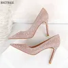 2022 conception strass mode talons hauts chaussures automne femmes pompes noir rose bleu bout pointu femme cristal mariage chaussure fête 230424