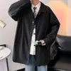 남자 트렌치 코트 세련된 남성 겉옷 내마모 코트 단색 바람 방전 빈티지 편안한 착용감