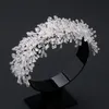 Crystal Bridal Tiara Crown Wedding Headband Vrouwen Haarbandmeisjes Haaraccessoires Handgemaakte zilveren kleur