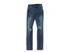 Дизайнерская одежда Джинсовые брюки Amiiri Blue Wash Double Knee Big Damage Motorcycle Джинсовые брюки High Street Рваные узкие мотоциклетные байкерские брюки