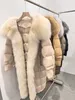 Bontjas designer jassen vossenbontkraag witte ganzendonsjas dames lange donsjas parka's dikke warme winterkleding dames windjacks