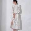 Lässige Kleider Hochwertiges Design Runway Fashion Kleid Damen Kurzarm Spitze Stickerei Ausgehöhltes Vestidos