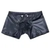 Sexy Lingerie Briefs calcinha masculino boxer fosco pu PU Shorts de couro macia roupas íntimas