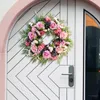 Faux Floral Greenery 50 cm Haustürkranz Rose Künstliche Blumen Girlande zum Aufhängen grüner Blätter draußen für Hintergrund Festival Party Fenster Urlaub 231123