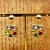 Dangle Earrings European And American Vintage Exaggerated Geometric Square Set Gemstone Antique Women