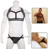 Uomo S Sexy Collo Erotico Imbracatura Pettorale Flirtare Costume Fetish Wetlook Scavato Cavezza con Cinghie Aperte Cinghie Perizoma Set