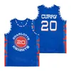 Christian Knights Jersey Movie Basketball 20 Stephen Curry Pullover rétro respirant vintage Hiphop College White Team Blue pour les fans de sport