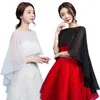 Kadın bluzları moda Kore tarzı kadınlar düğün şal şifon gömlekleri şeker renk bluz üstleri elbise pelerin
