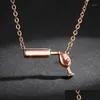 Smycken Rose Gold Color Creative Ving Glass Pendant Necklace For Women Zircon Red Heart Cup Charm Choker Short1 Drop Delivery Weddin Dhaax