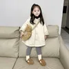 Down Coat 2-10 år Girls Winter Parkas Toddler Baby Tjock Velvet Varma jackor för huva Långt överrock spädbarnsutkläder 8