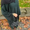 Abbigliamento etnico Manica Abaya chiusa in velluto a coste con fessura Autunno inverno Drop Abito islamico da donna musulmana all'ingrosso di alta qualità