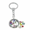 Keychains Round Glass Living Floating Locket Keychain for Women Reliquary Medallion PO Frame Keyring Key Holder Jewellry Party Gift