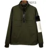 デザイナージャケット高品質のメンズブランドトップストーニー品質ジャケットファッション洗浄されたハーフジッパーツーリングストーンカジュアル刺繍バッジジャケット