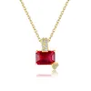 Sexy Pendant Necklace S925 Silver Square Ruby 3A Zirconia Heart Necklace Fashion Women Collar Chain Wedding Party Jewelry Valentine's Day Mother's Day Gift SPC