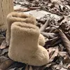 Botas crianças fofo pele neve inverno bebê macio sapatos de algodão quente com sapato de pelúcia moda meninas princesa grossa bota alta 231123