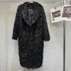 女性用トレンチコートボーベメイズプラッシュブラックルーズパッド付きジャケットラペル長袖ソリッドカラー暖かく厚くする冬のコートWZ7413