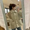 Kvinnors päls faux päls Deeptown Teddy Fleece Croped Jackets Women Korean Fashion Vintage Harajuku Sweet Soft Girl Lambs Wool Coat Baggy Winter Loose 231123