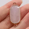 Charms Connector Rectangular Pendant Natural Stone Rose Quartz för kvinnor smycken som gör DIY halsband örhänge tillbehör