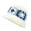 Breda randhattar hink hattar fashionabla höst- och vinterhatt söt handkrok stickning vintage blomma ull hatt barns mångsidiga stora huvudomkrets WA 230424