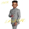 Suits Boys Suit Wedding Double Breasted Jacket Pants 2 Piece Kids Sky Blue Dress Child Full Outfit 2-16 Years Old 230424