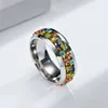 Rotierender Ring Titan Stahl Diamant Ring Damen Trauringe Edelstahl Kristall Zirkon Ring